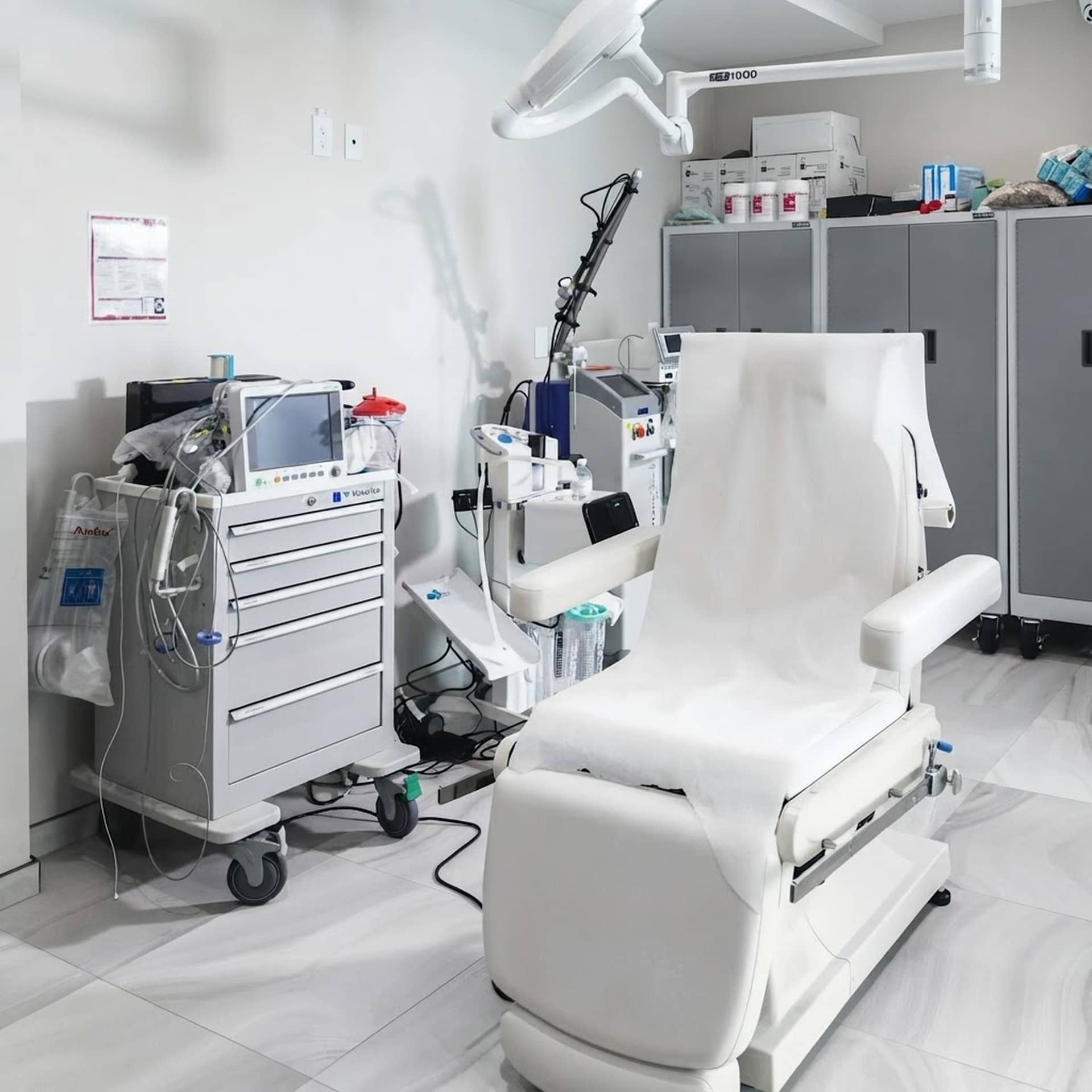 An exam room with the MonaLisa Touch laser beside the chair